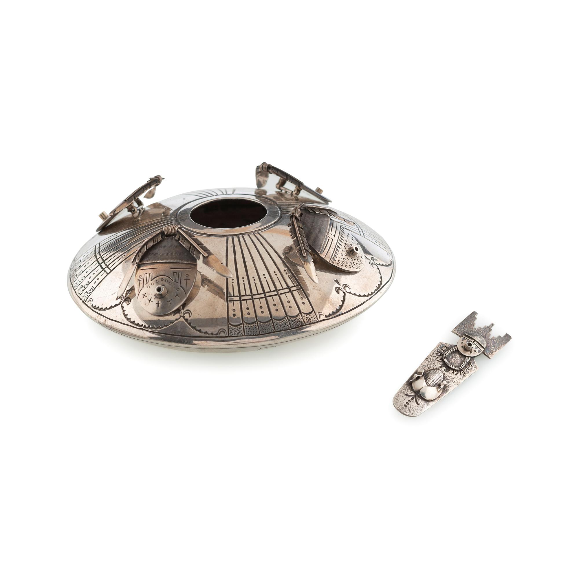 Sterling Silver Bowl, with Removable Katsina Brooches