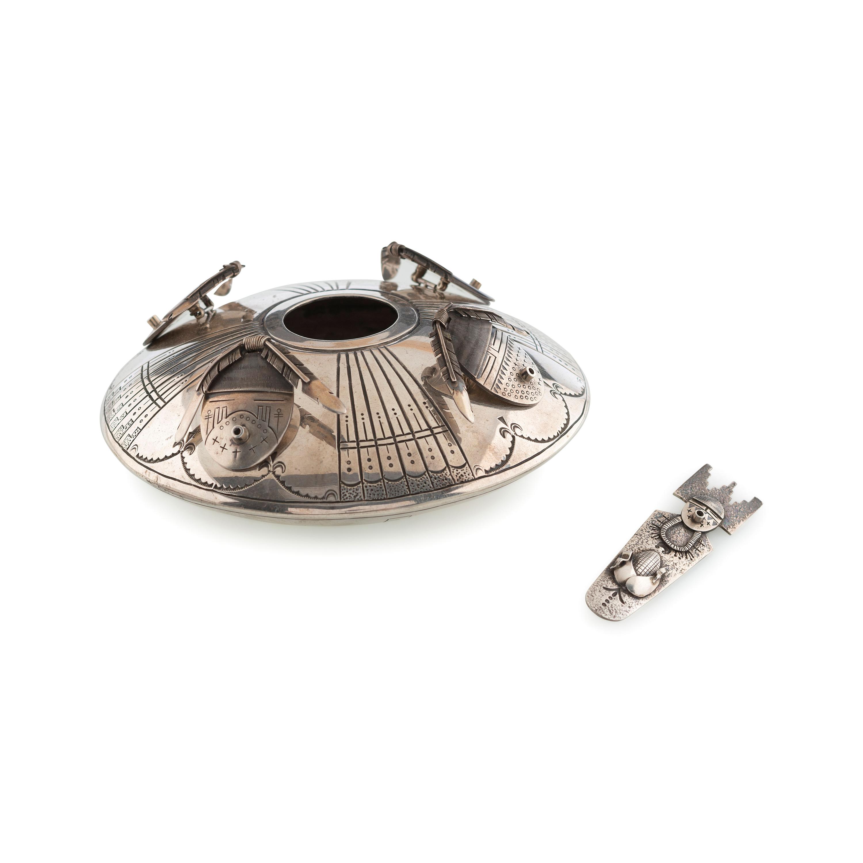 Sterling Silver Bowl, with Removable Katsina Brooches