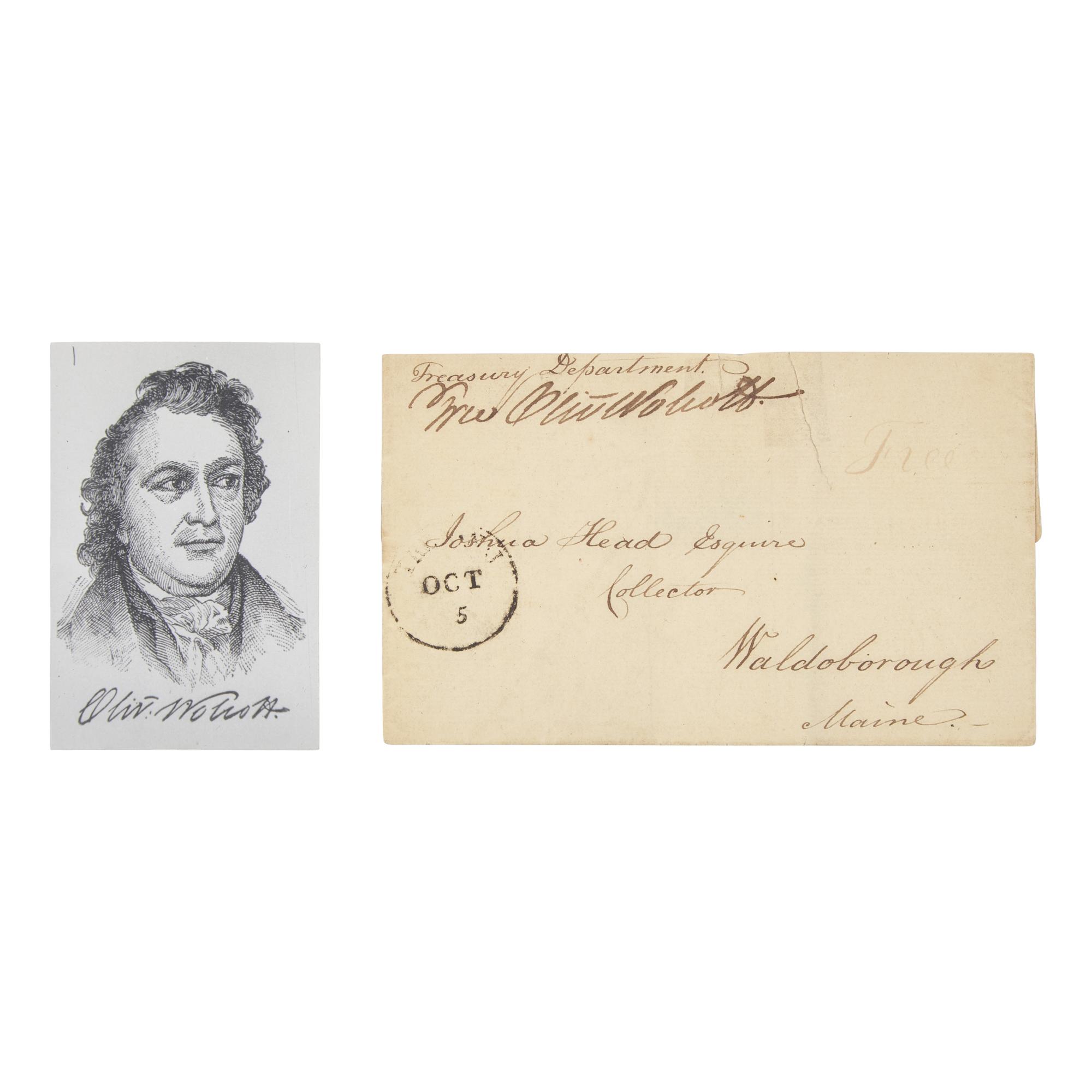 [Americana] [Declaration of Independence] Wolcott, Oliver. Free franked signature
