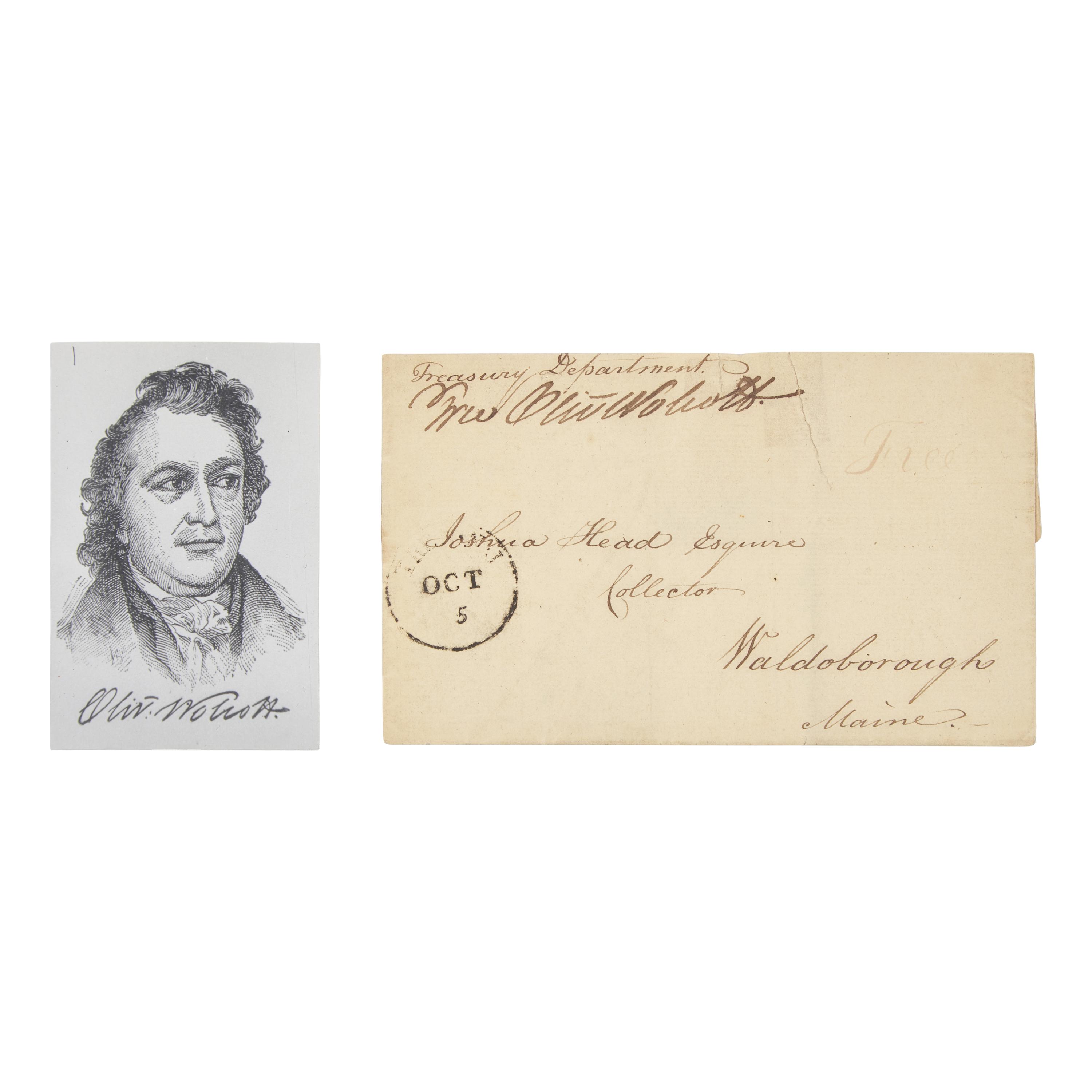[Americana] [Declaration of Independence] Wolcott, Oliver. Free franked signature