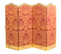A Louis XV Style Giltwood Four Panel Floor Screen Height 56 x width 20 inches (each panel). — 19TH/20TH CENTURY WITH LATER GILT