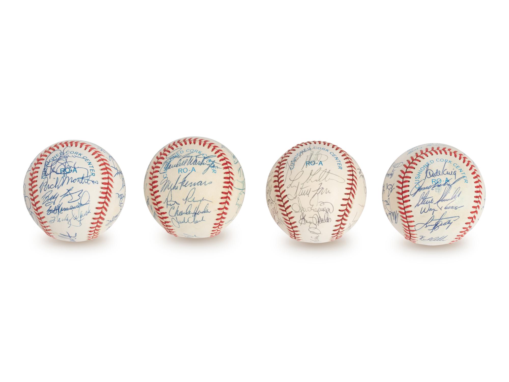 A Group of 1980s and 90s New York Yankees Team Signed Autograph Baseballs Featuring Don Mattingly