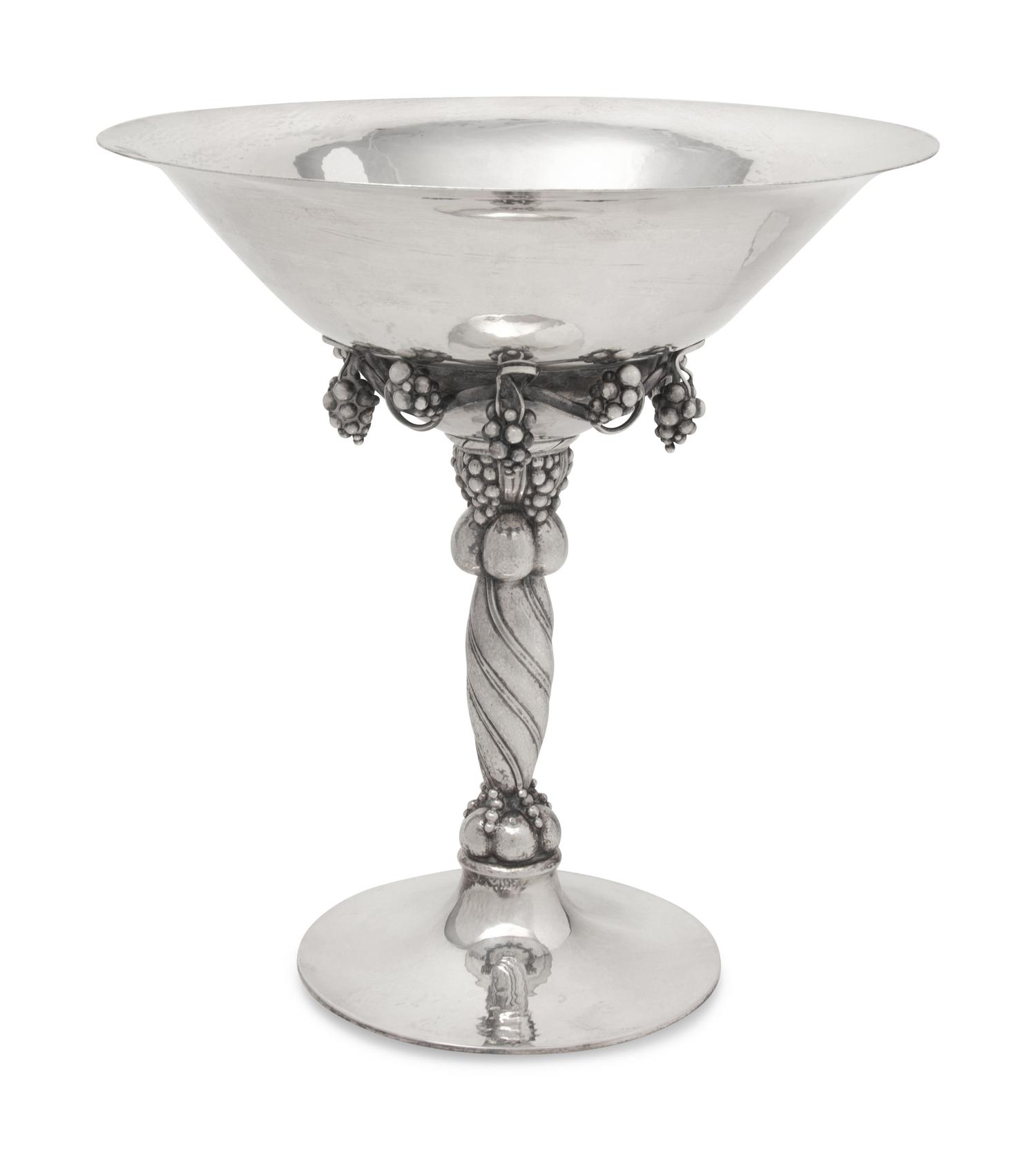 A Georg Jensen Silver Grape Pattern Tazza