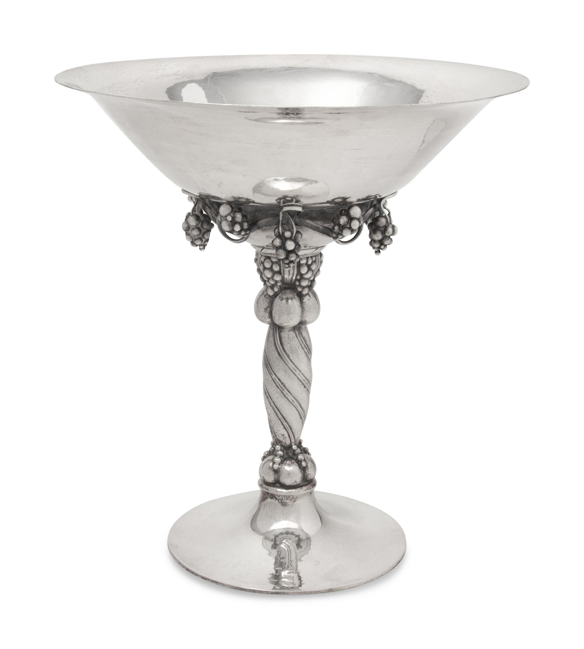 A Georg Jensen Silver Grape Pattern Tazza