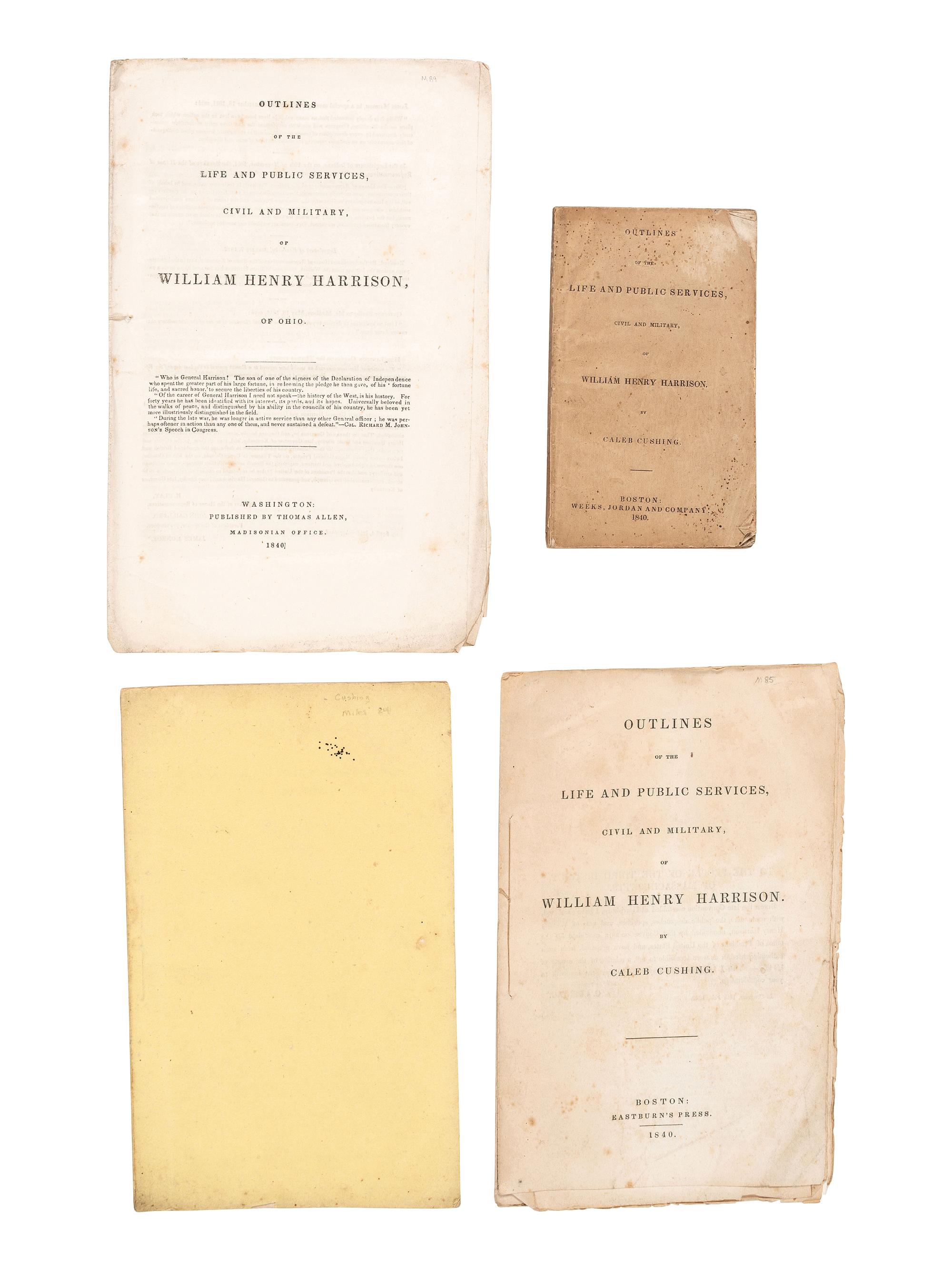 [HARRISON, William Henry (1773-1841)]. A group of pamphlets including campaign biographies