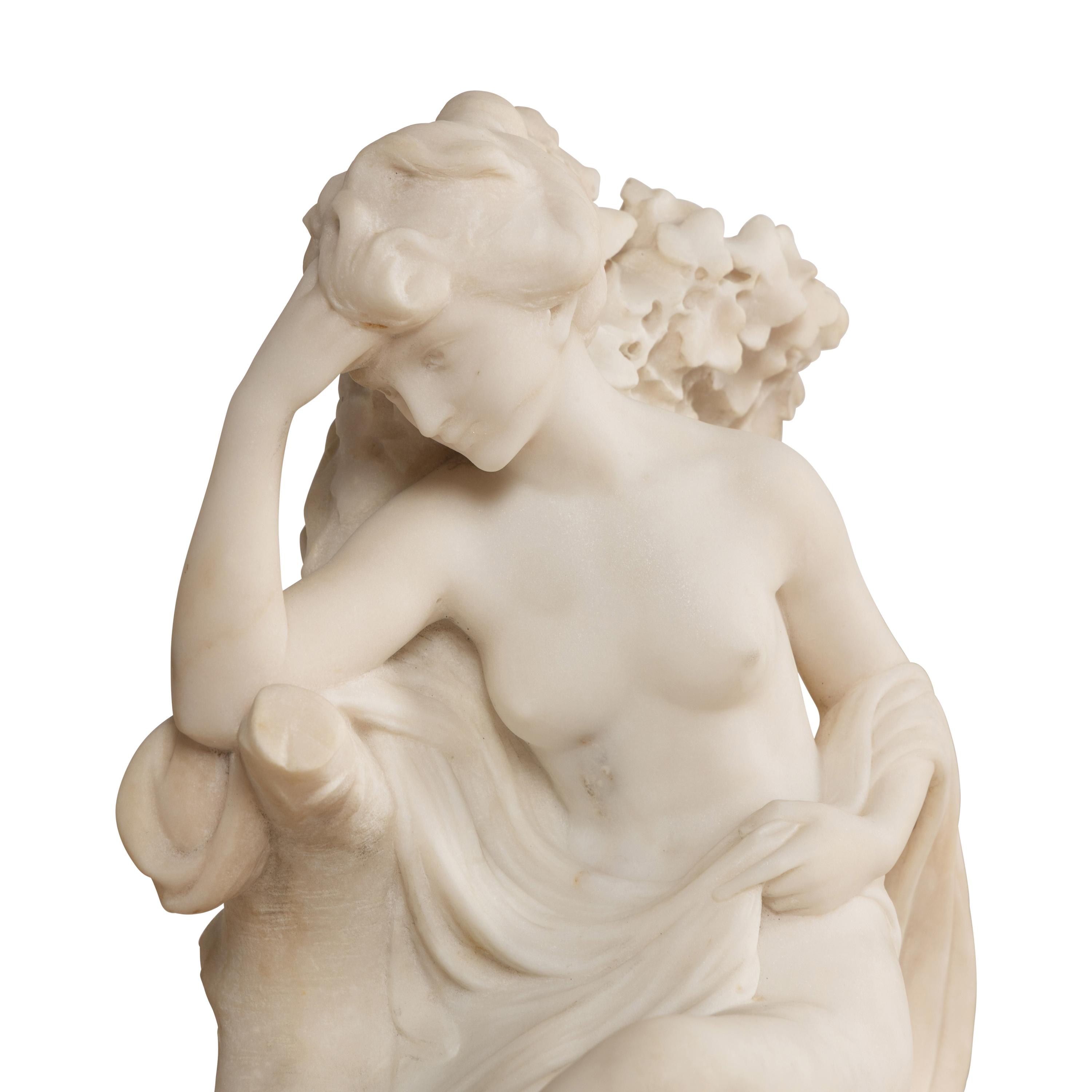 A Carved Marble Figural Mantel Clock