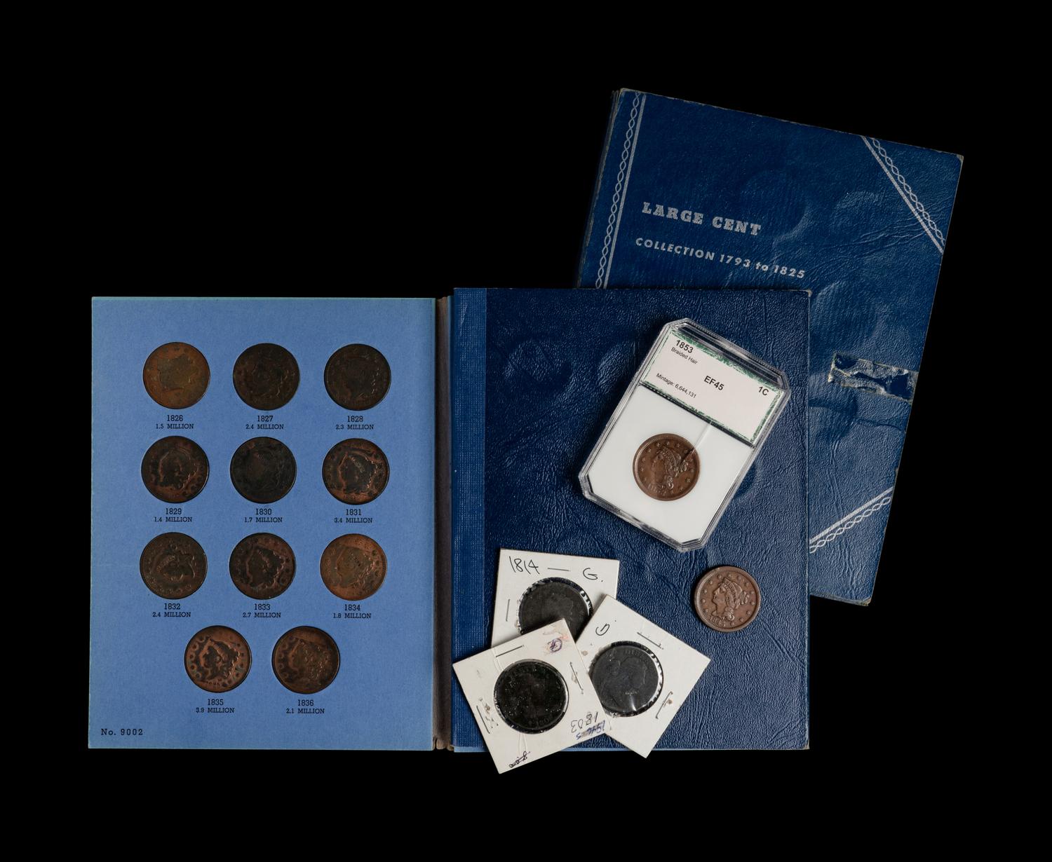 A Collection Sixty-Four of Large-Size 1c Coins