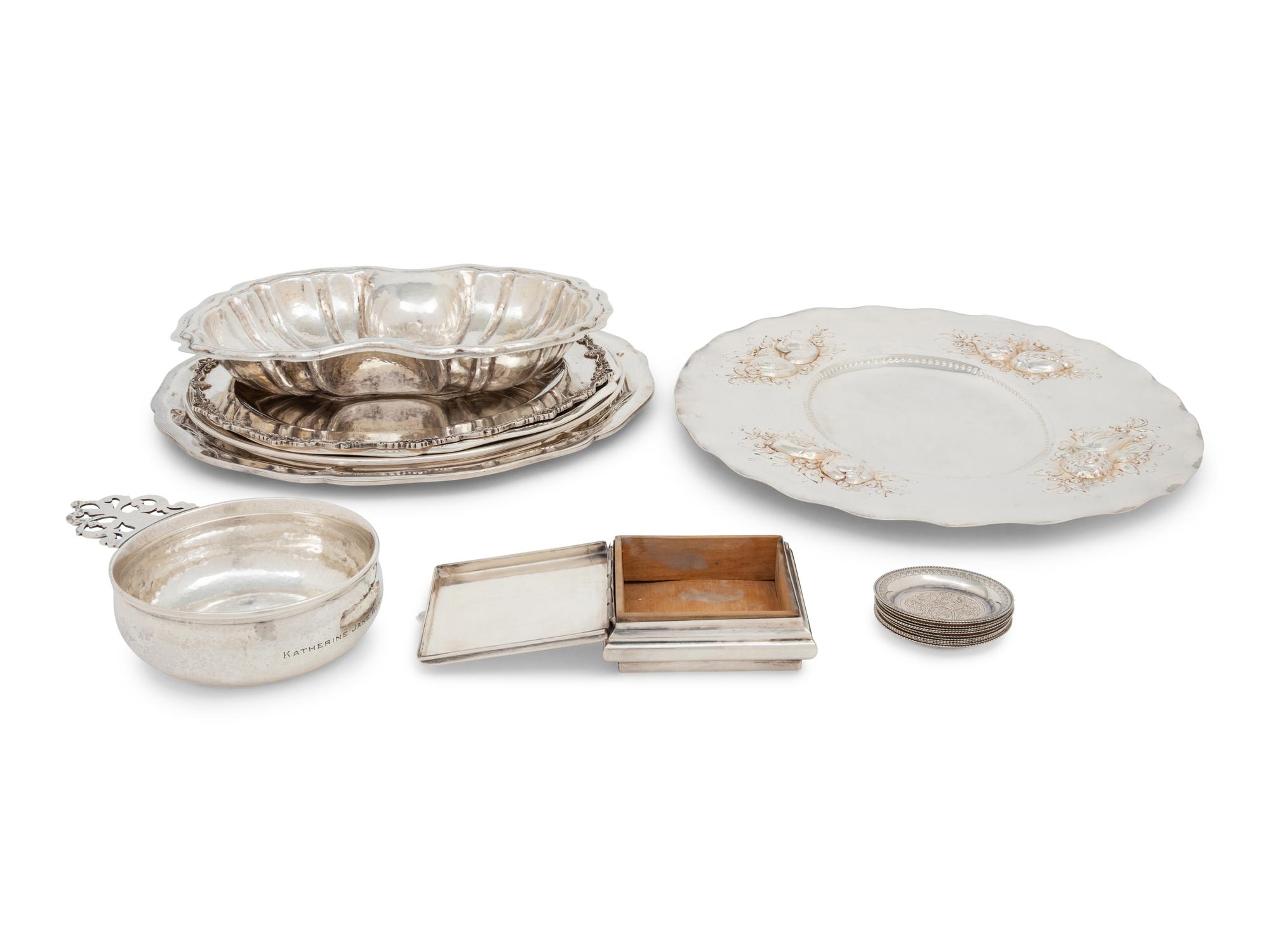 A Collection of Mexican, American and Continental Silver Table Articles