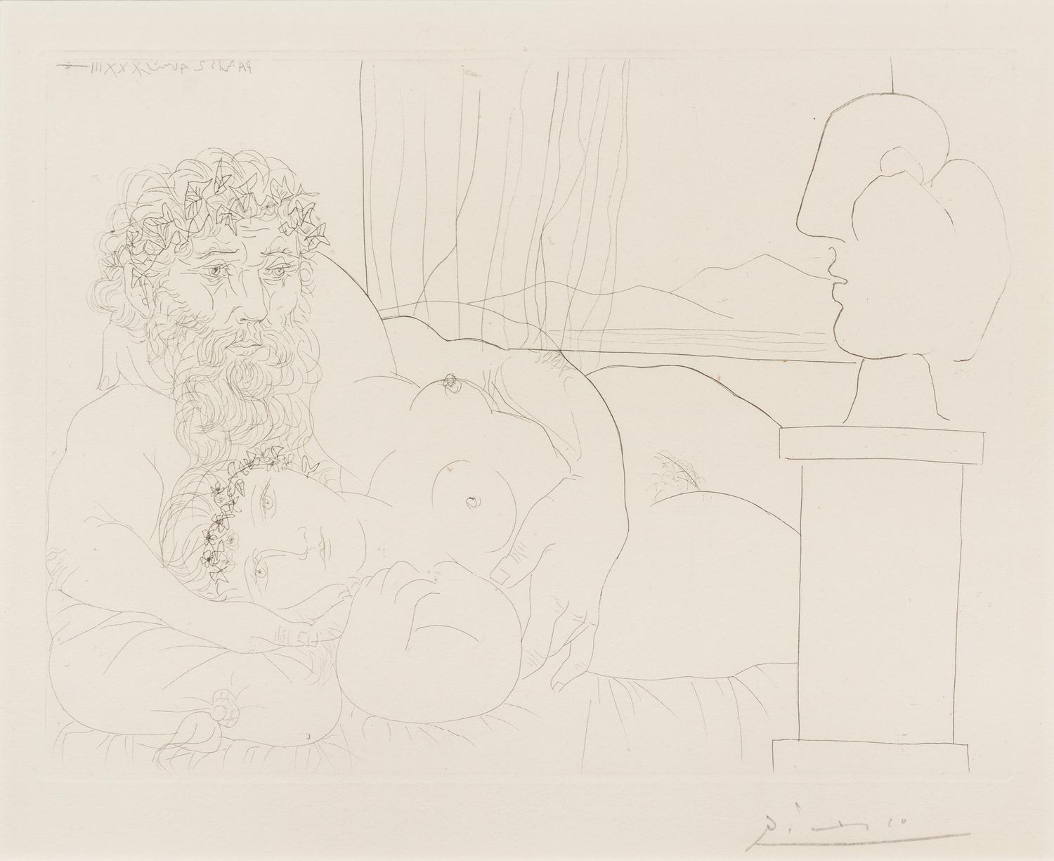 Pablo Picasso, (Spanish, 1881-1973), Le Repos du Sculpteur (plate 62 from the Suite Vollard), 1933