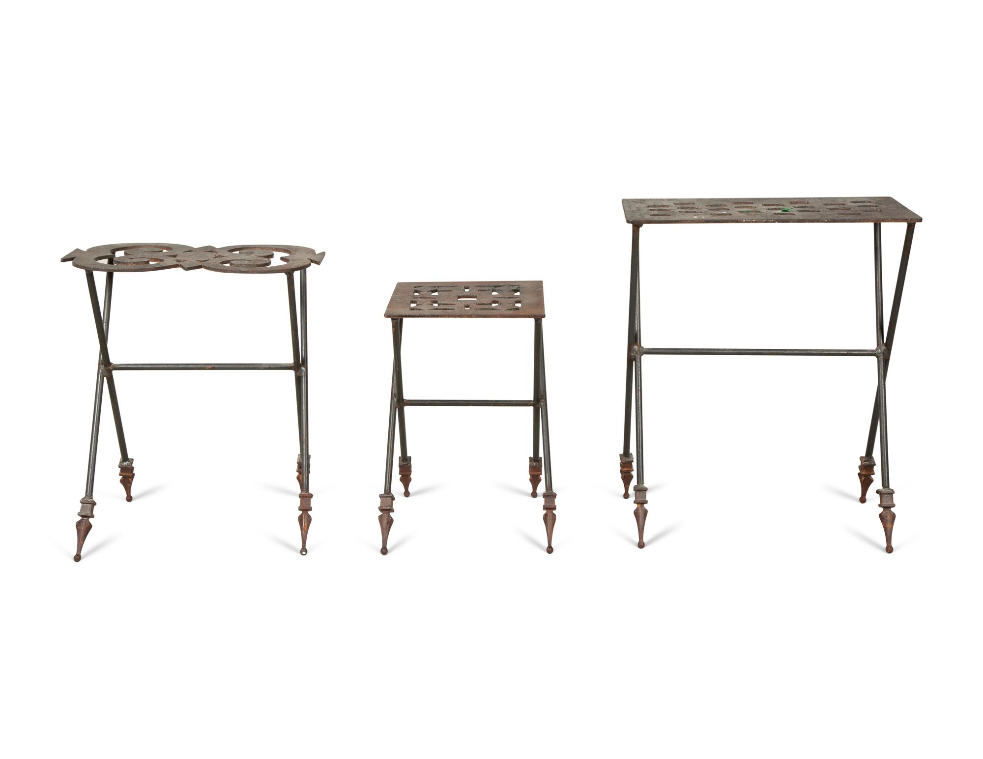 A Set of Three Cut-Out Metal Nesting Tables