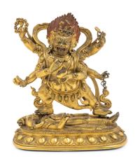 A Sino-Tibetan Gilt Bronze Figure of Mahakala
