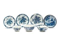 An Assembled Collection of Dr. Wall Period Worcester Cobalt Decorated Porcelain Table Articles