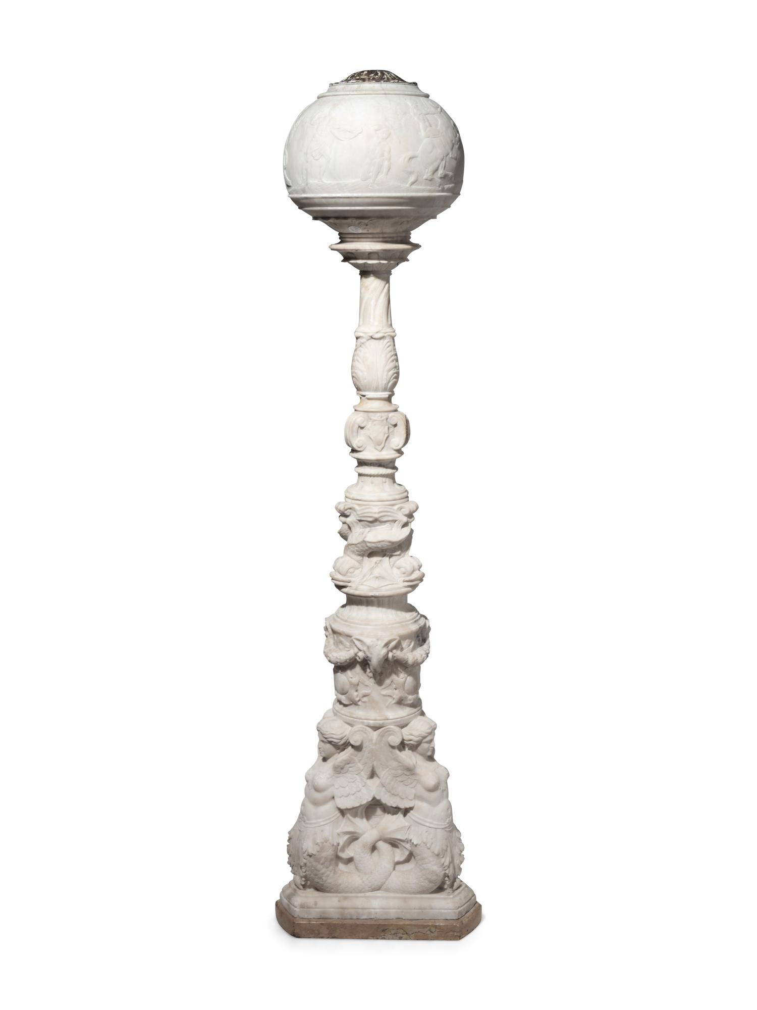 An Italian Carved Alabaster Floor Lamp
