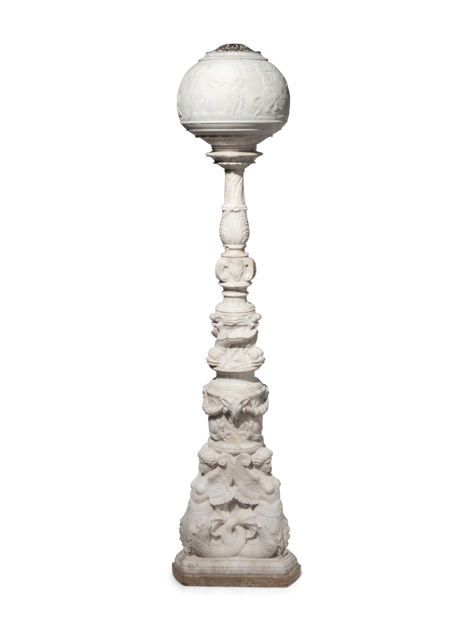 An Italian Carved Alabaster Floor Lamp