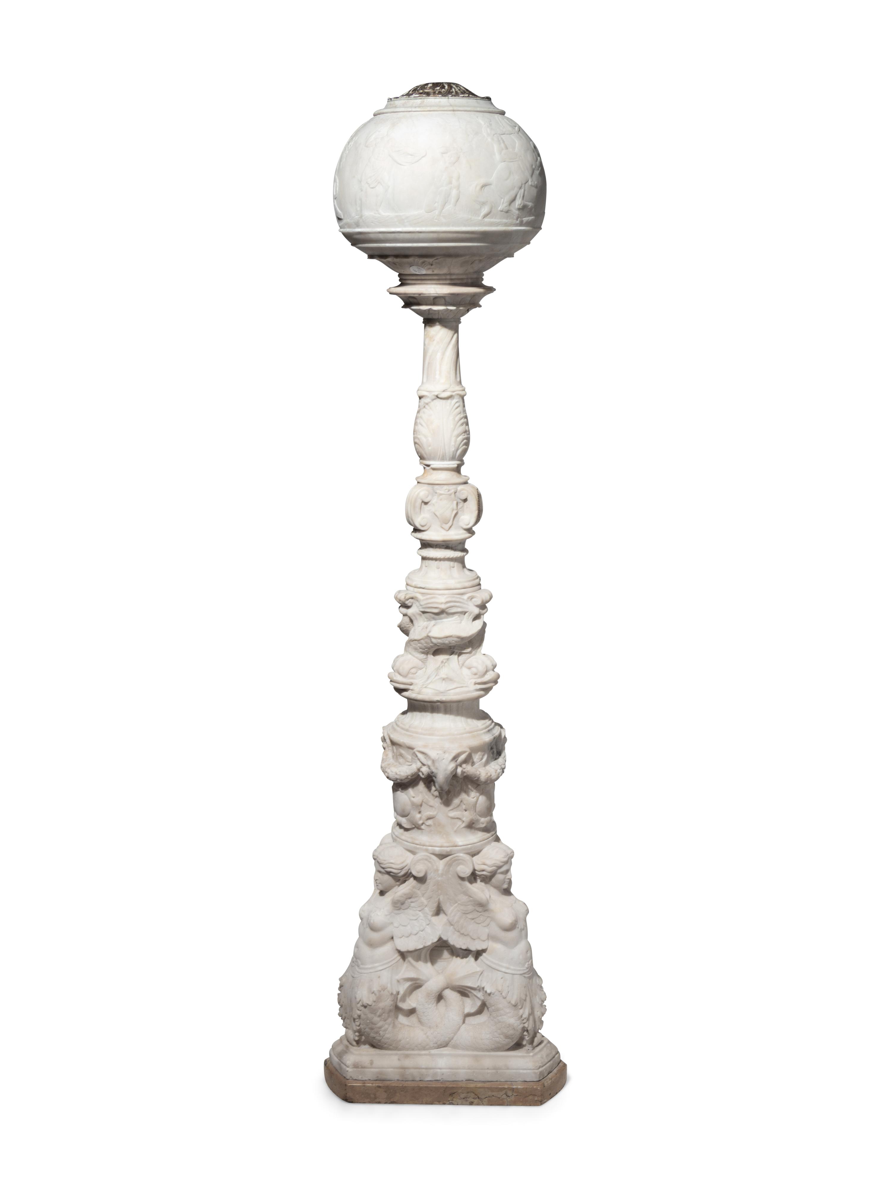 An Italian Carved Alabaster Floor Lamp