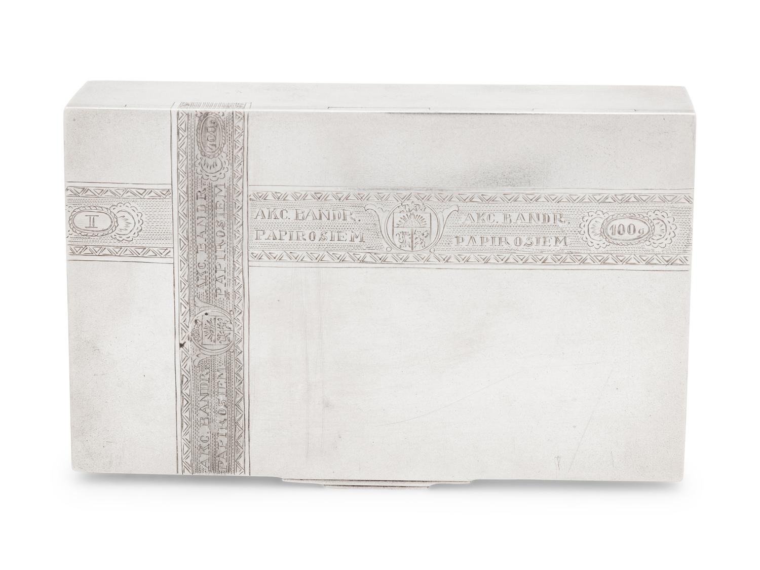 A Russian Silver Trompe l'Oeil Cigar Box