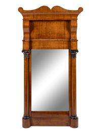 A Biedermeier Walnut and Marquetry Mirror