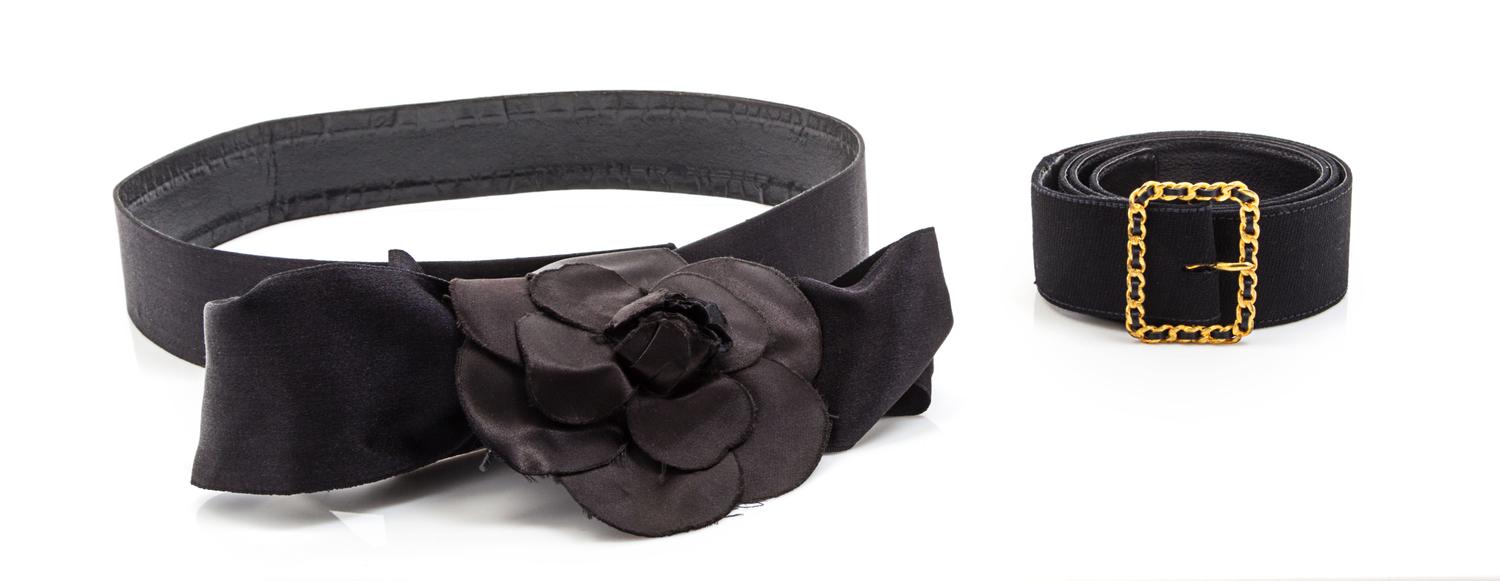 Two Chanel Black Textile Belts,