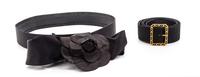 Two Chanel Black Textile Belts,