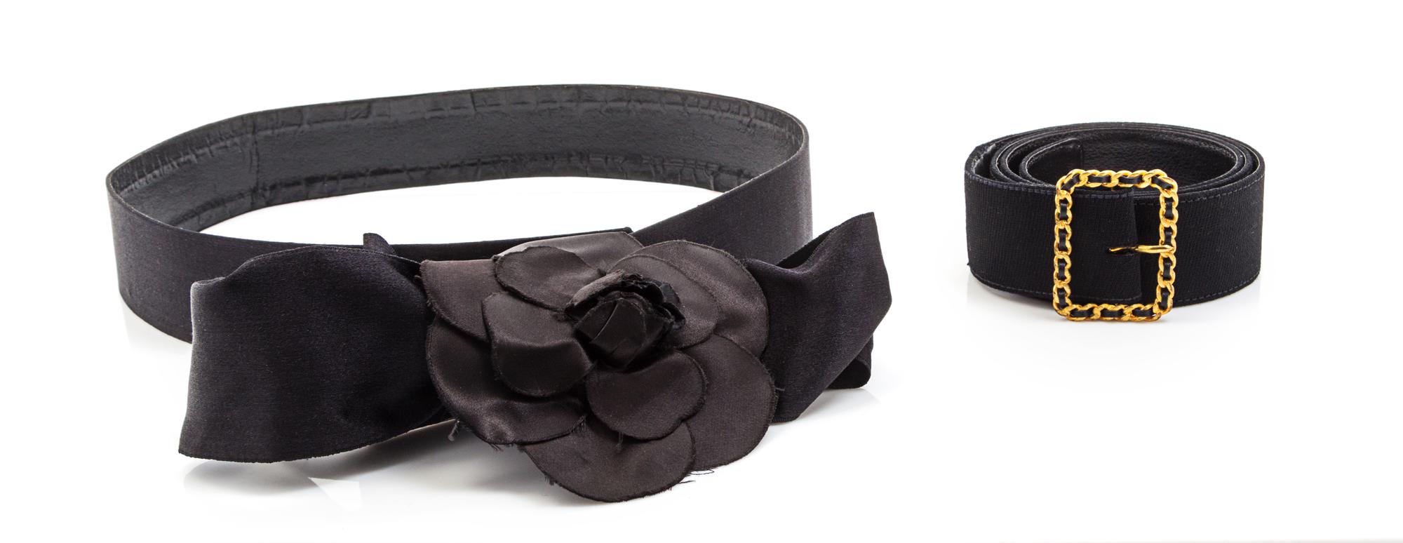 Two Chanel Black Textile Belts,