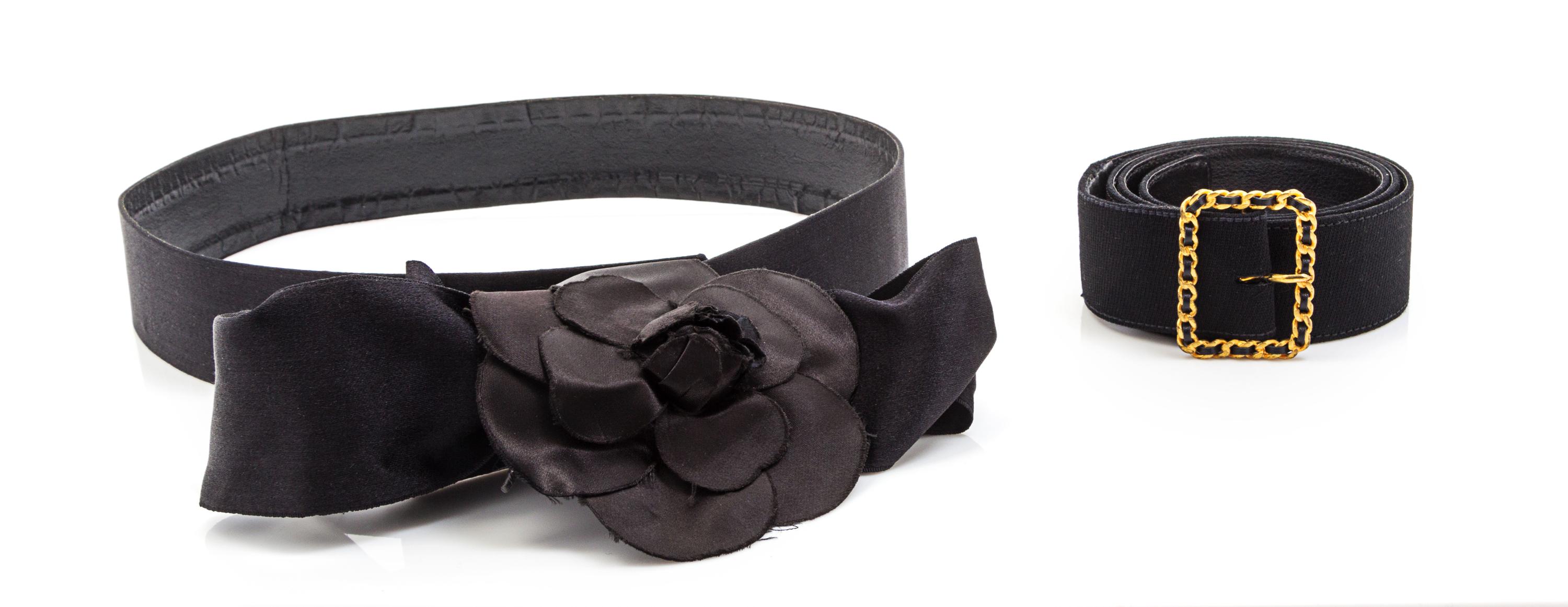 Two Chanel Black Textile Belts,