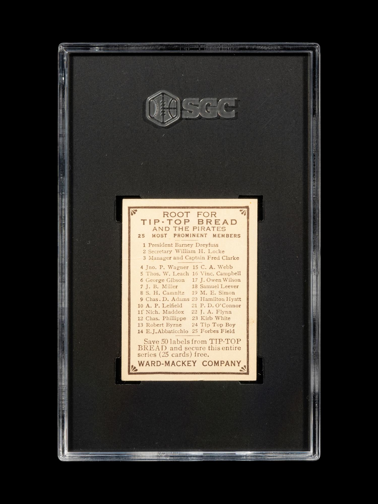 A 1910 Tip Top Bread Sam Leever Baseball Card (SGC 3 VG)