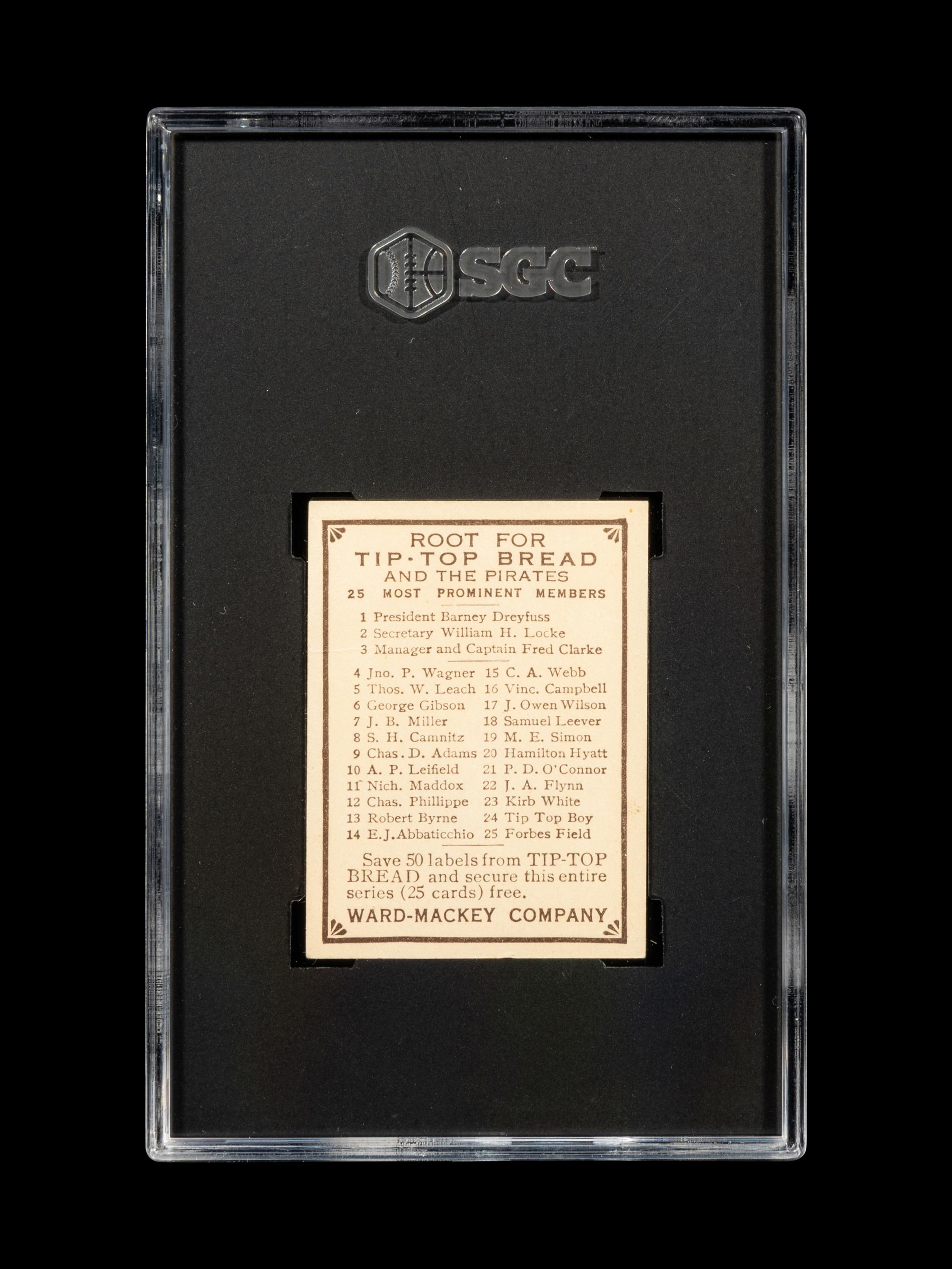 A 1910 Tip Top Bread Sam Leever Baseball Card (SGC 3 VG)