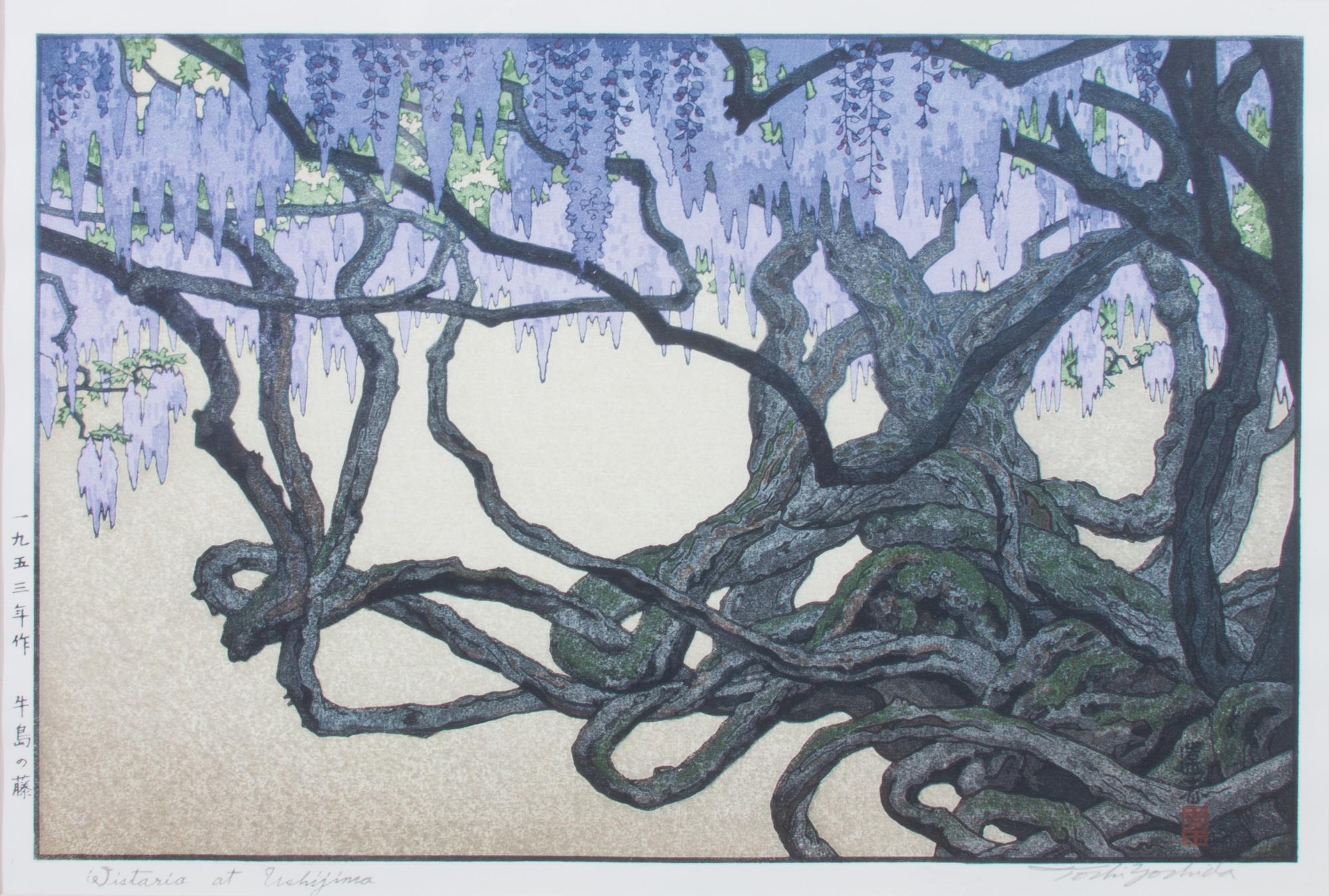 Toshi Yoshida, (Japanese, 1911-1995), Wistaria at Ushijima