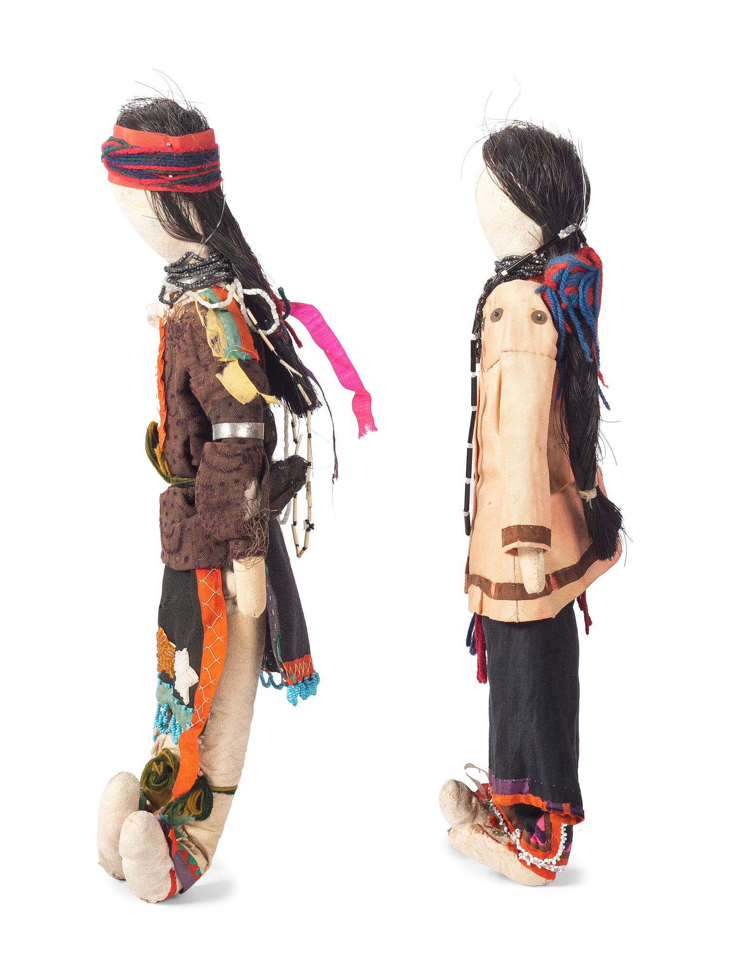 Osage Dolls, with Traditional Ribbonwork Dress