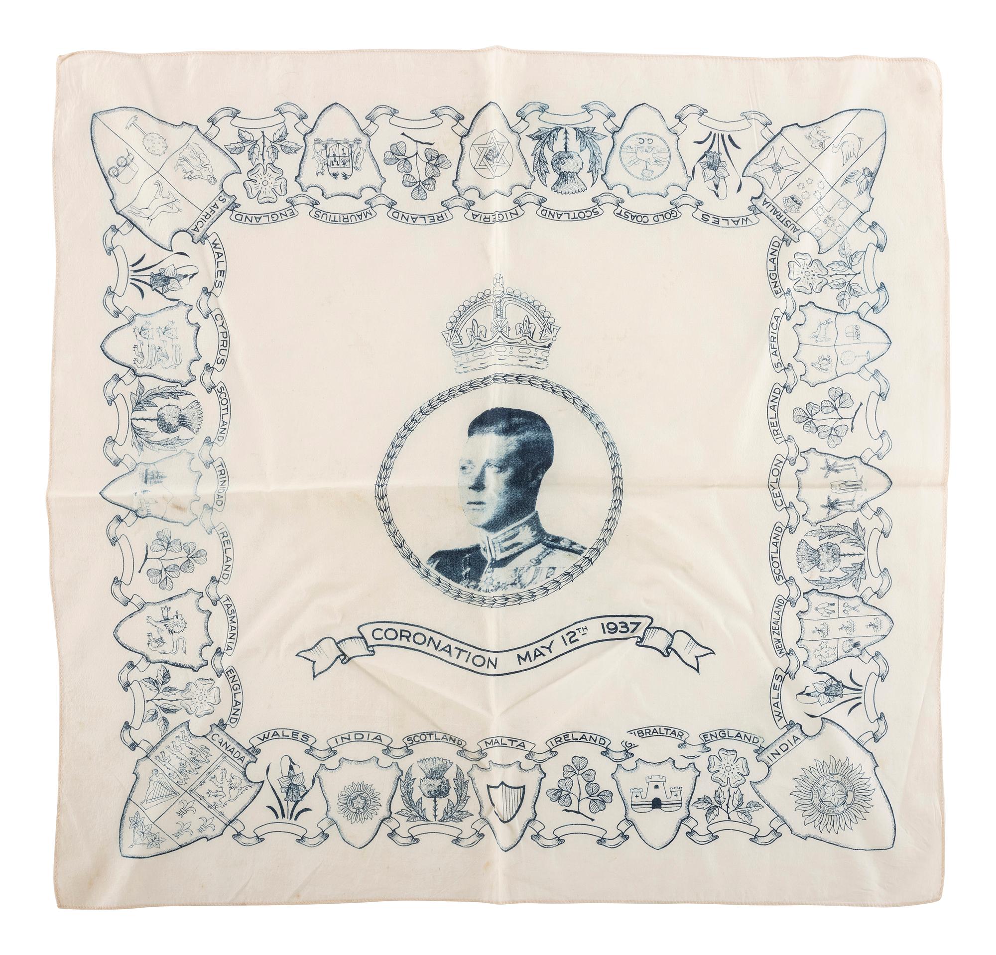 [ROYALTY]. A group of handkerchiefs, ceramics, and other ephemera from Queen VICTORIA, King GEORGE V, and King EDWARD VIII comprising: