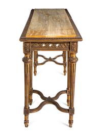 A Louis XVI Style Giltwood Marble-Top Console Table