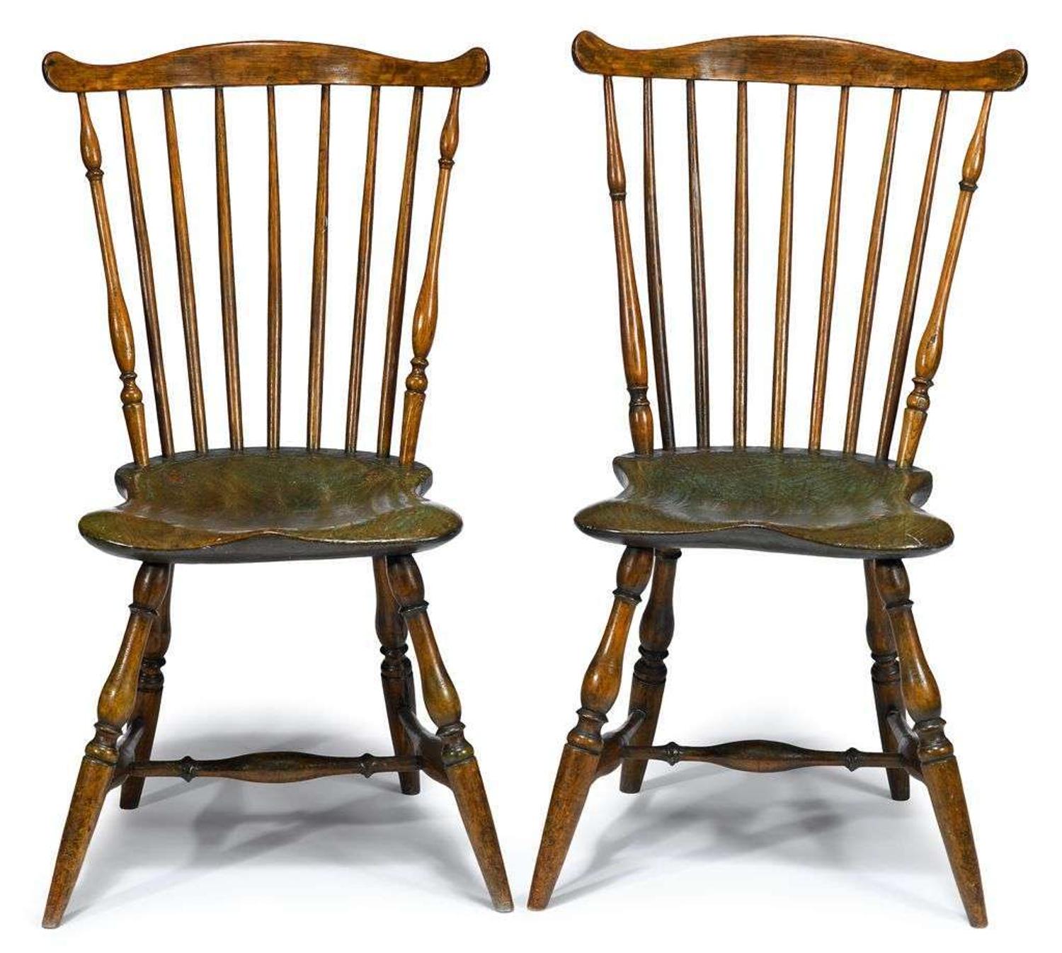 Pair of fan-back Windsor side chairs philadelphia, pa, late 18th century
