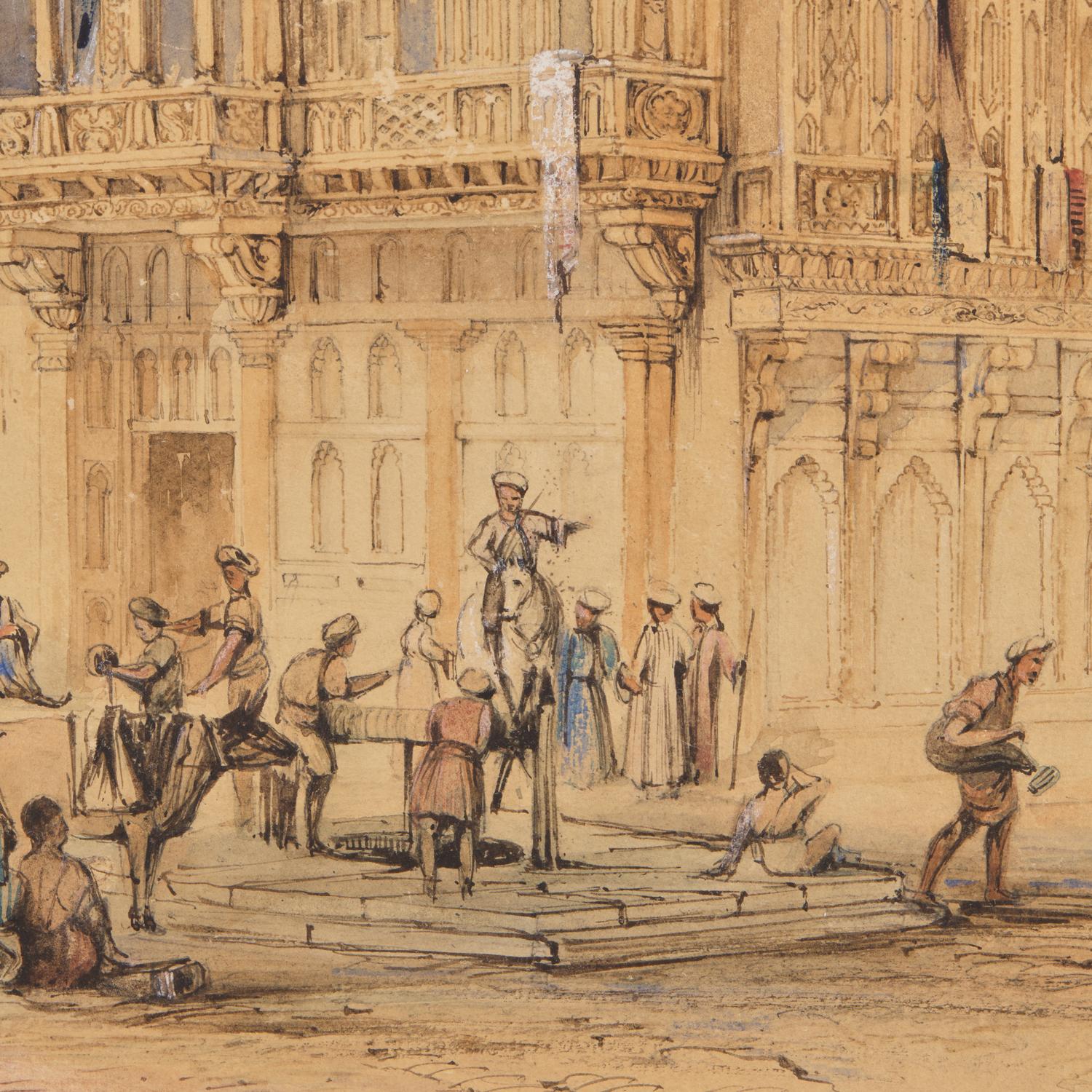 A Fine Anglo-Indian Painting of Burhanpur, the Suba’s (Governor’s) House, Drawn by T. C. Dibdin from a sketch by Capt. Meadows Taylor, circa 1840