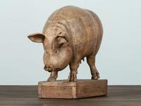 A Folk Art Carved Wood Figure of a Sow