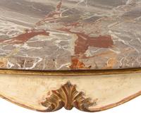 A Pair of Italian Painted and Parcel-Gilt Marble-Top Console Tables