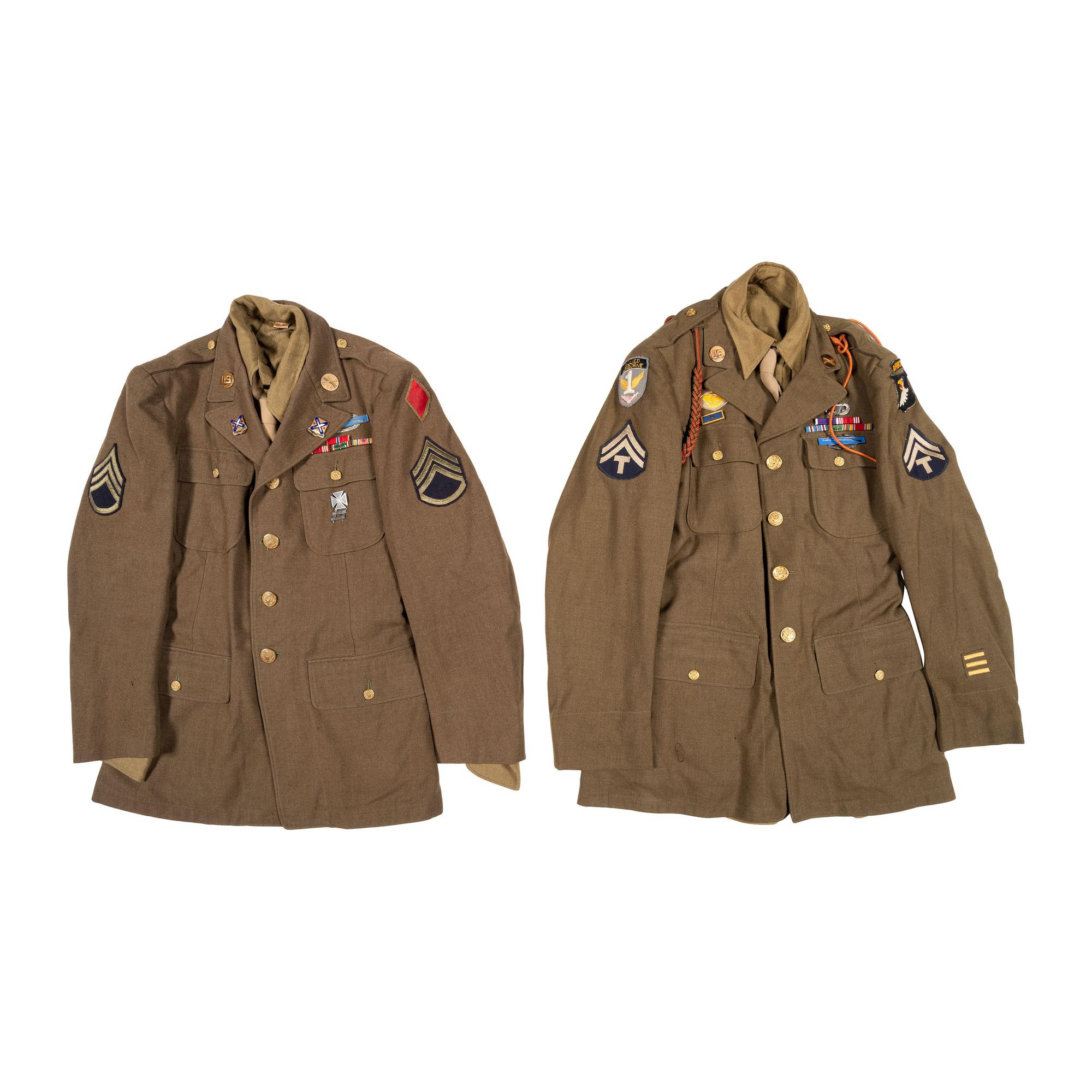 Group of 9 WWII US Army Enlisted Service and Ike Jackets from 101st Airborne, Army Air Corps, and More