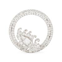 DIAMOND AND PLATINUM CIRCLE BROOCH