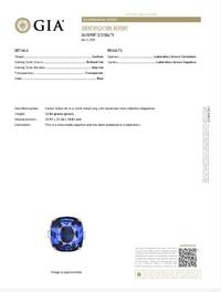 FRENCH, SYNTHETIC SAPPHIRE AND DIAMOND RING