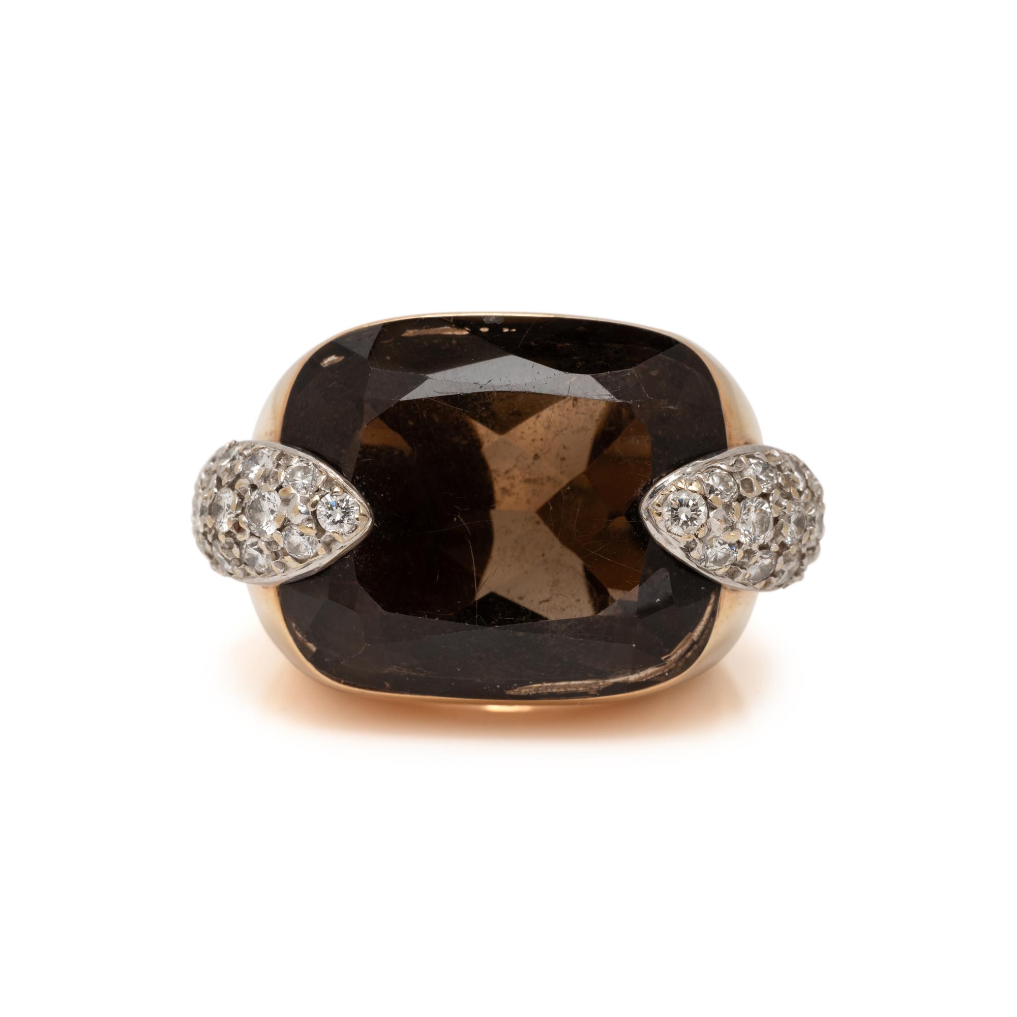 SMOKEY QUARTZ AND DIAMOND RING