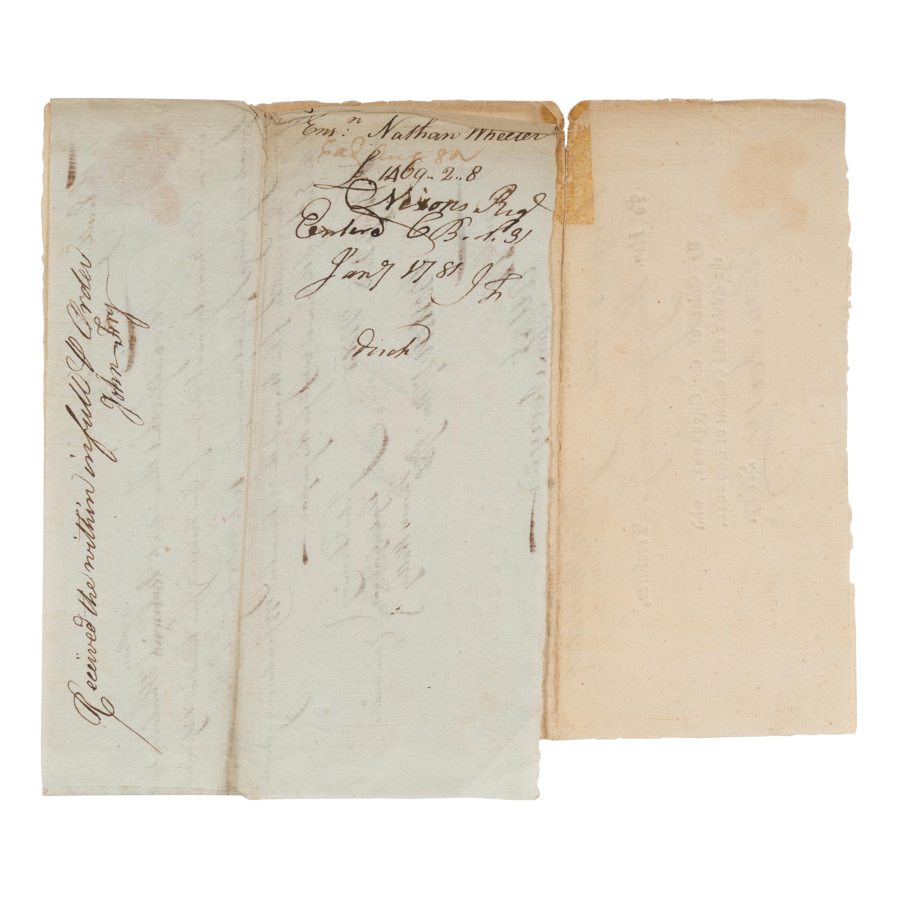 Hancock, John (1737-1793). Partly printed document signed ("John Hancock"), to Henry Gardner, Treasurer, Boston, 29 November 1780.