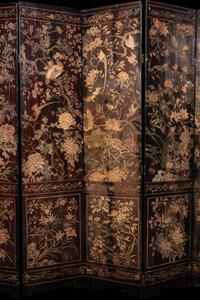 A Coromandel Lacquer Eight-Panel Floor Screen