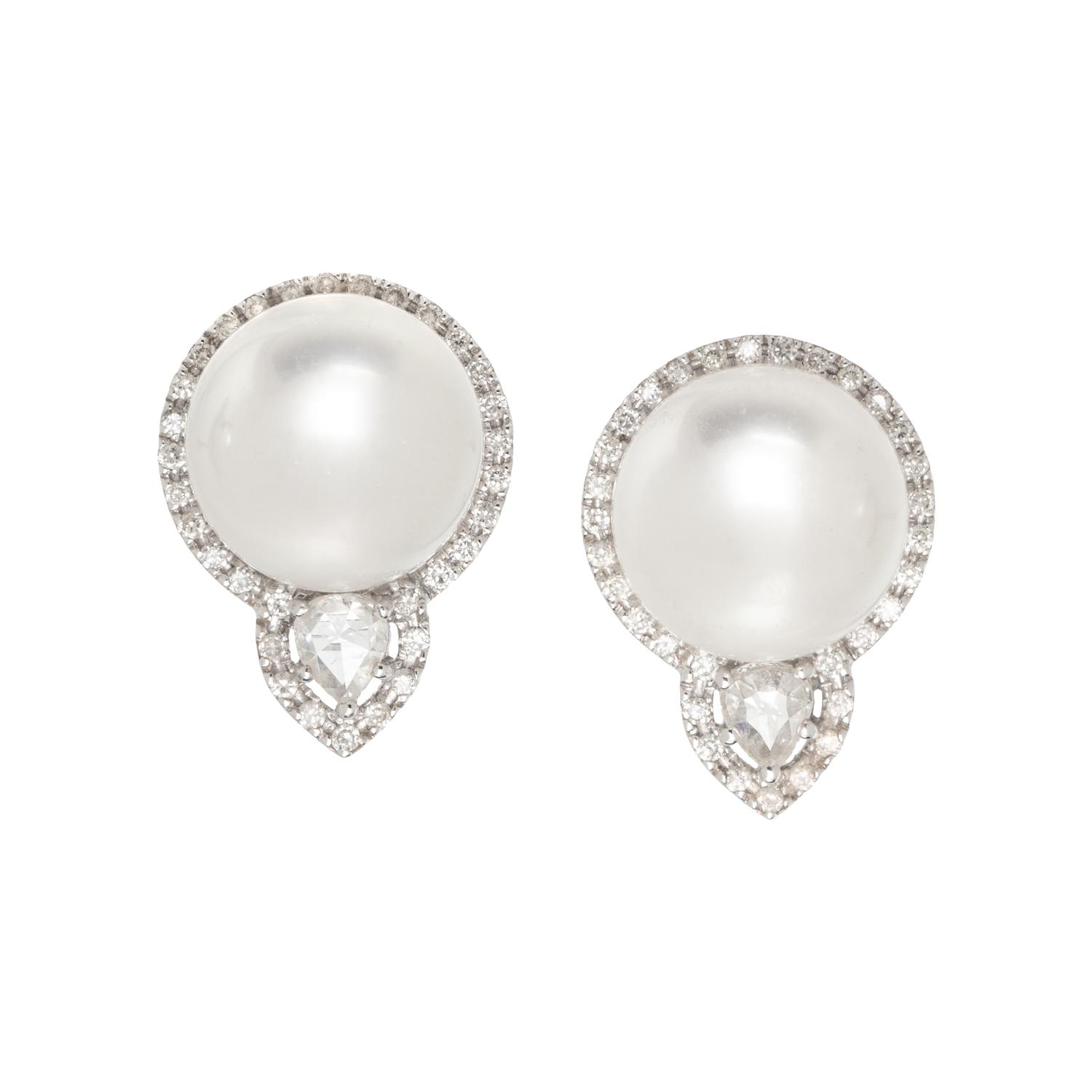AUTORE, SOUTH SEA CULTURED PEARL AND DIAMOND EARRINGS