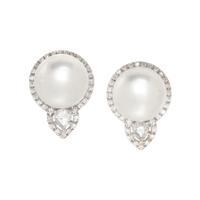 AUTORE, SOUTH SEA CULTURED PEARL AND DIAMOND EARRINGS