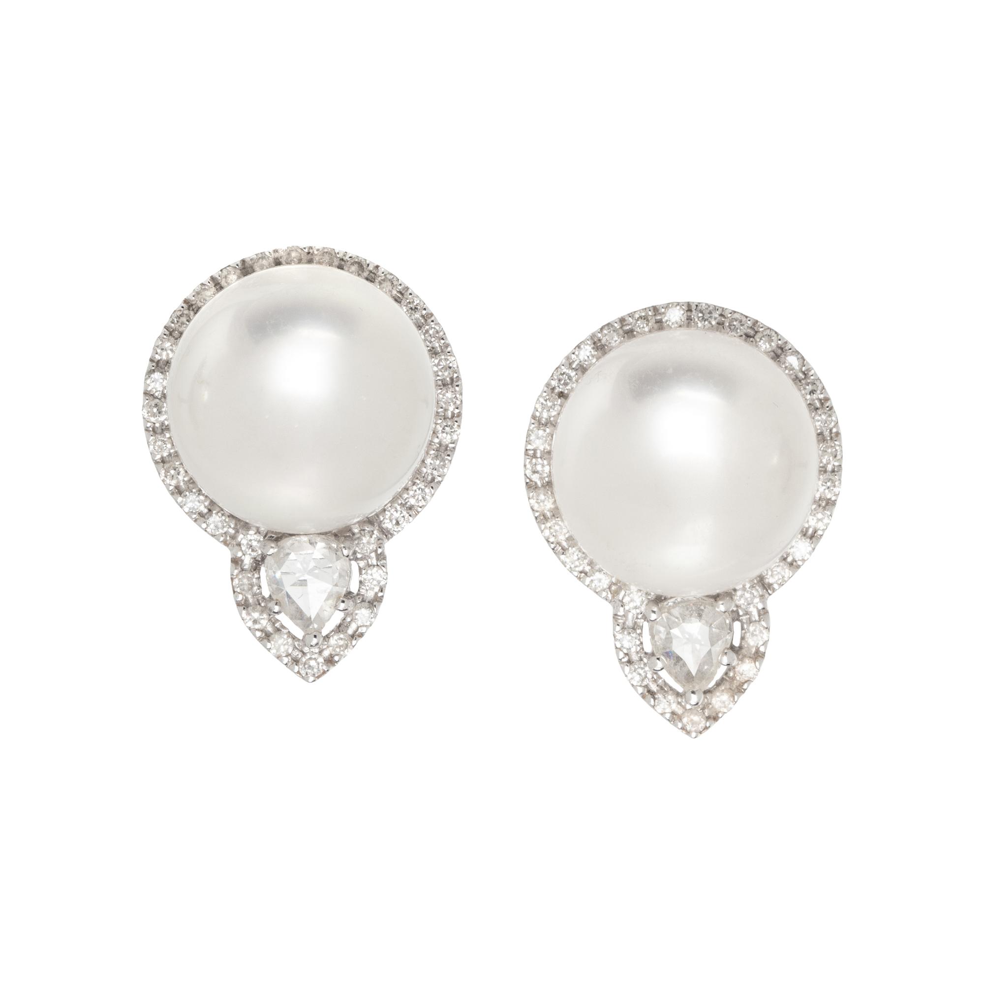AUTORE, SOUTH SEA CULTURED PEARL AND DIAMOND EARRINGS