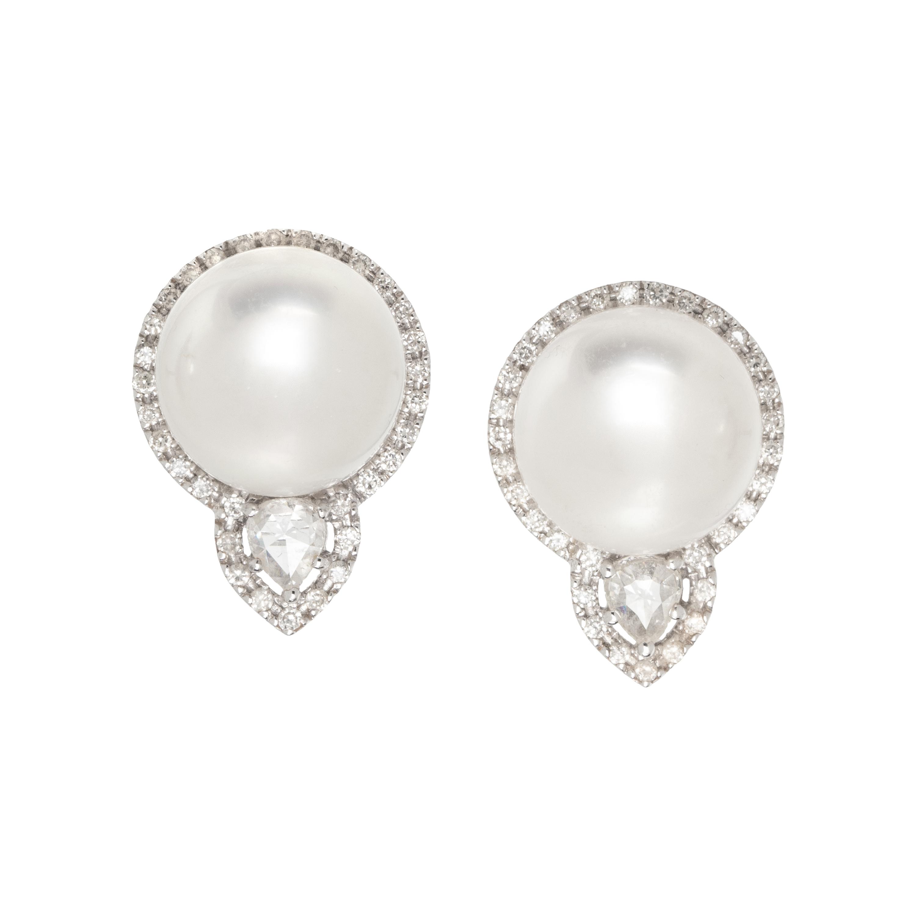 AUTORE, SOUTH SEA CULTURED PEARL AND DIAMOND EARRINGS