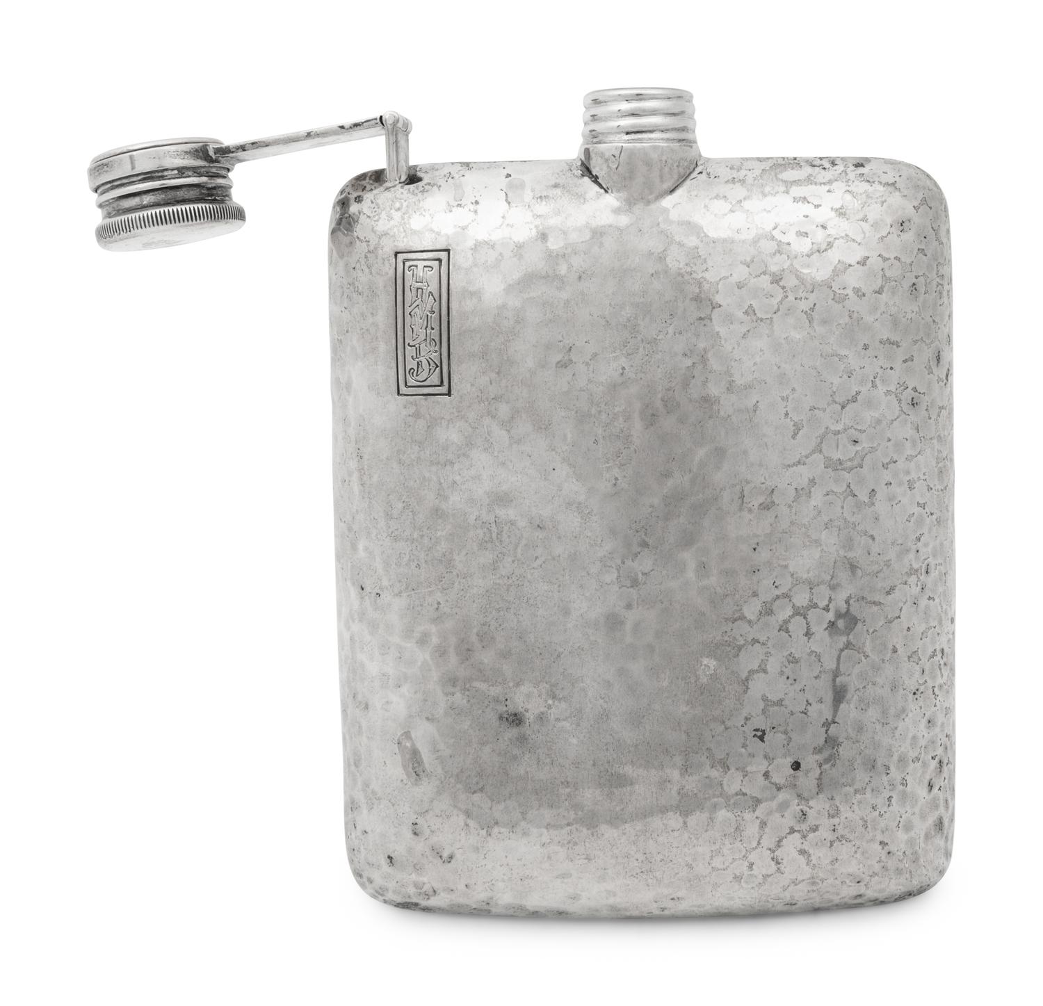 An International Hammered Silver Flask