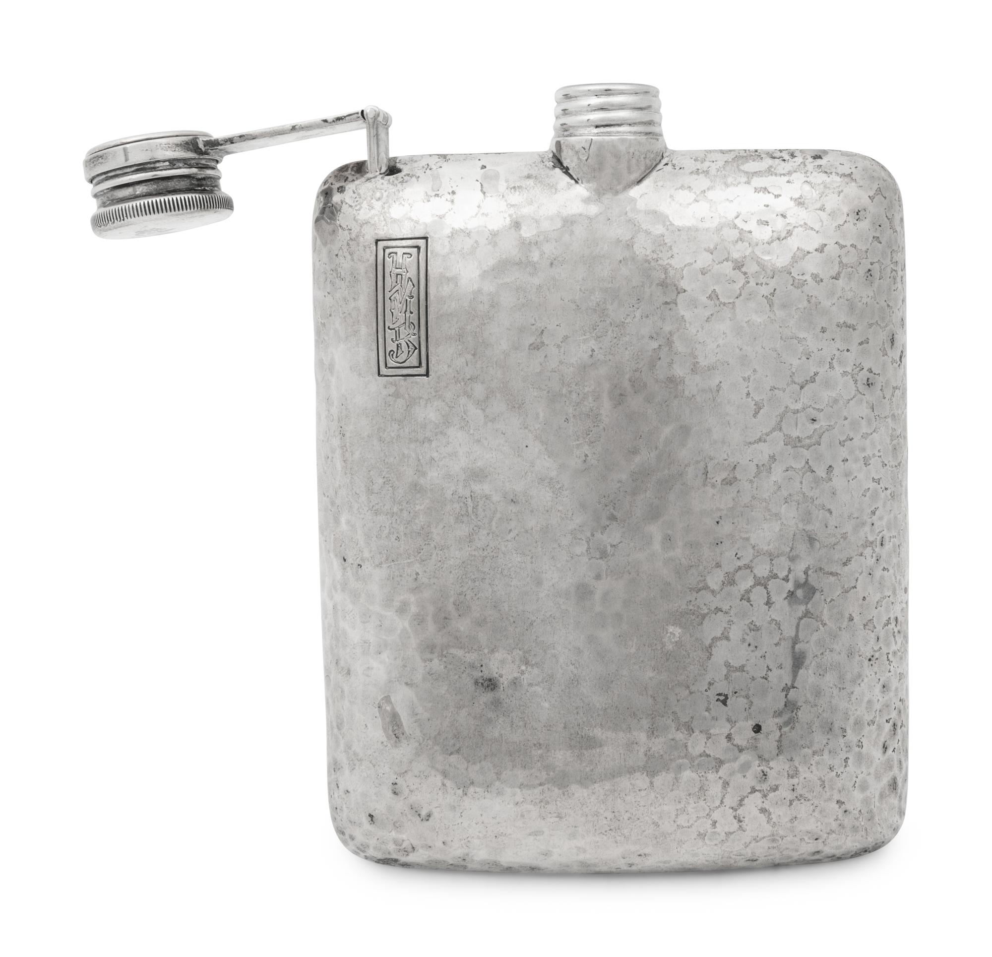 An International Hammered Silver Flask