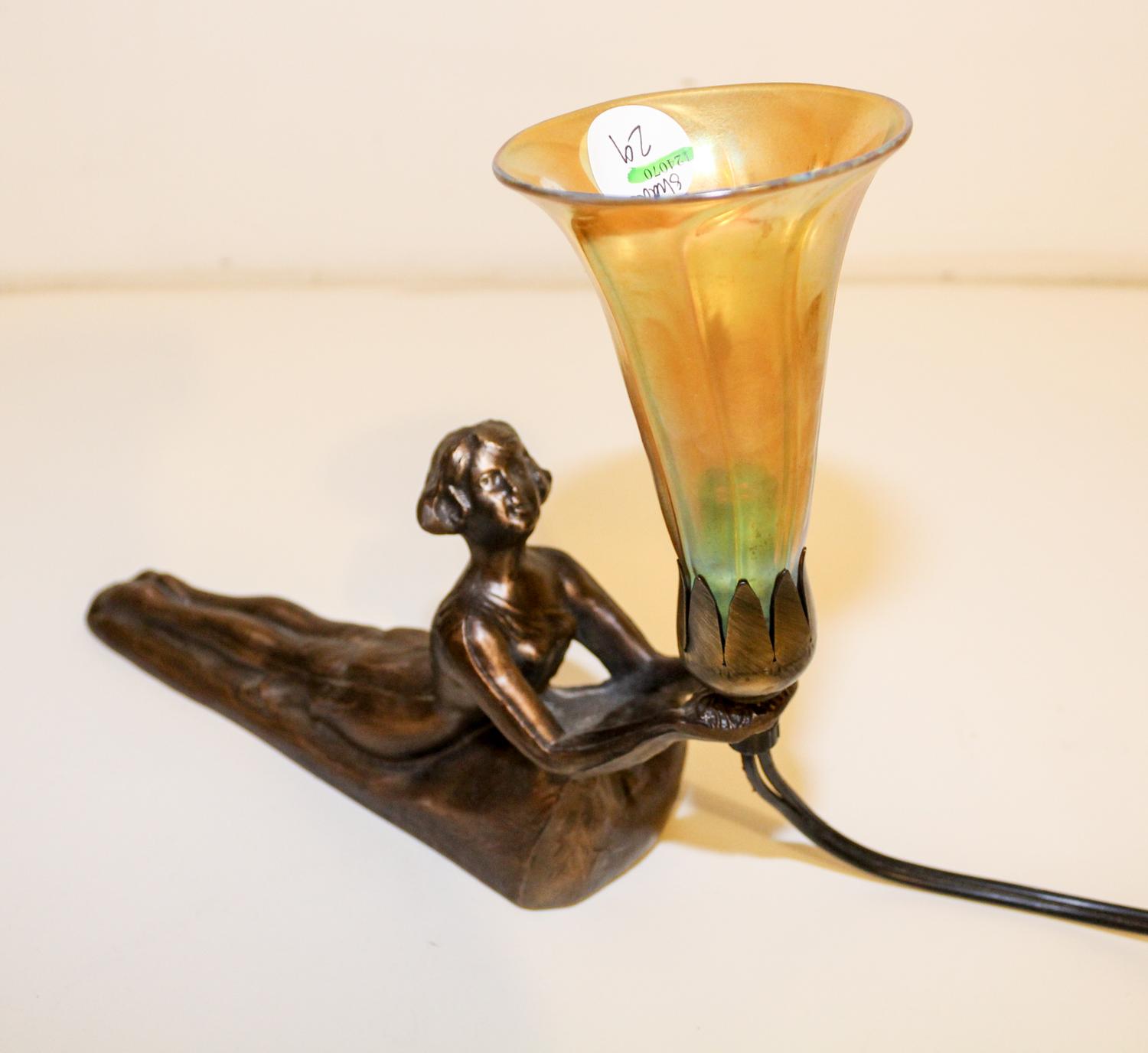 An Art Nouveau Style Figural Lamp Width 11 inches. — SECOND HALF 20TH CENTURY