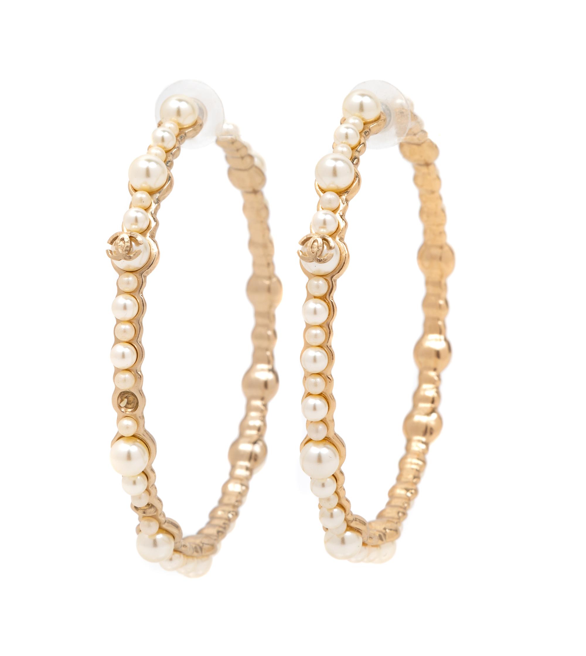 Chanel Pearl Oversized Hoop Earrings, 1990-2000s