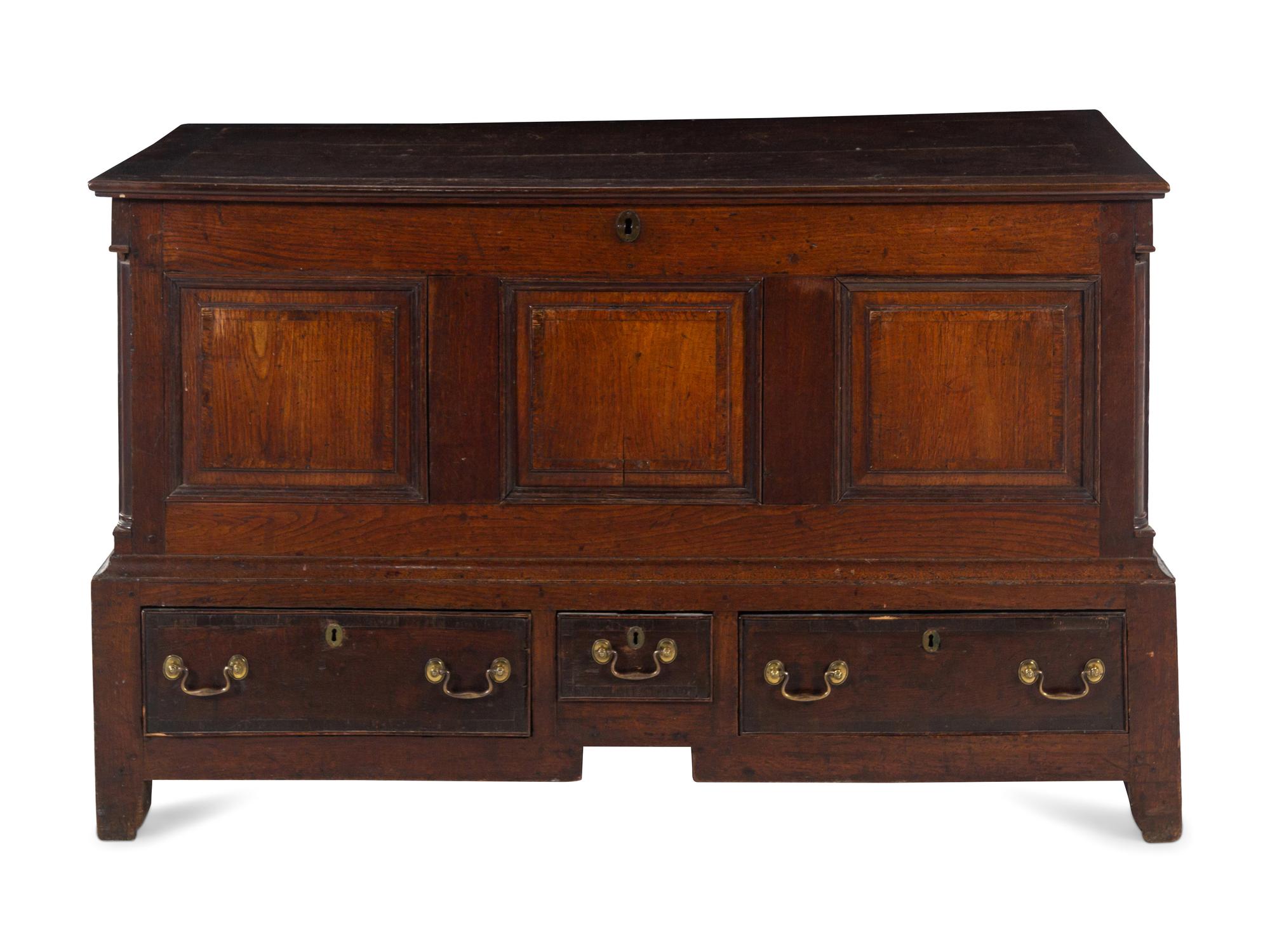 A George III Oak Mule Chest
